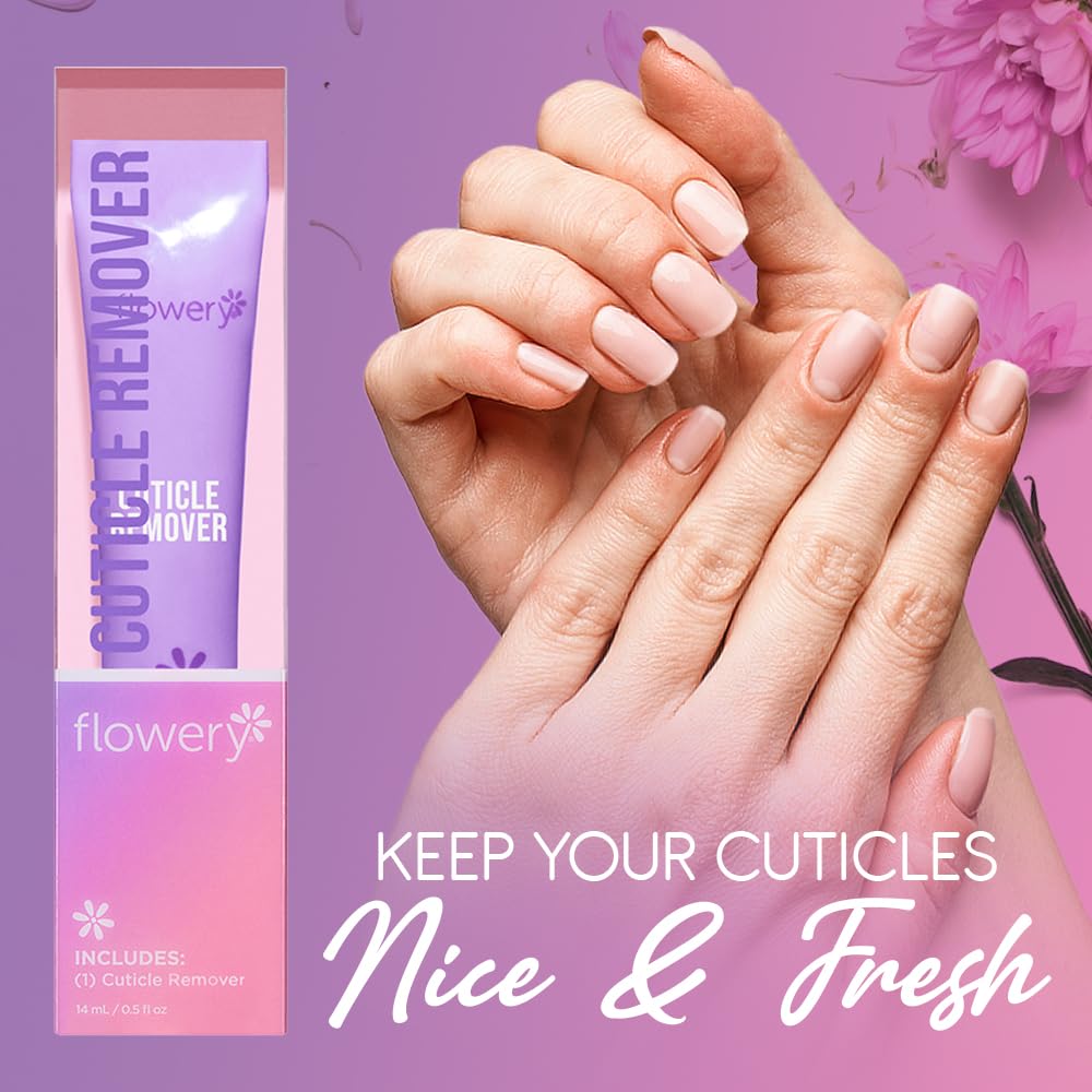Flowery Cuticle Remover 2-in-1 Treatment | Softens & Removes Dead Skin | 0.5 oz