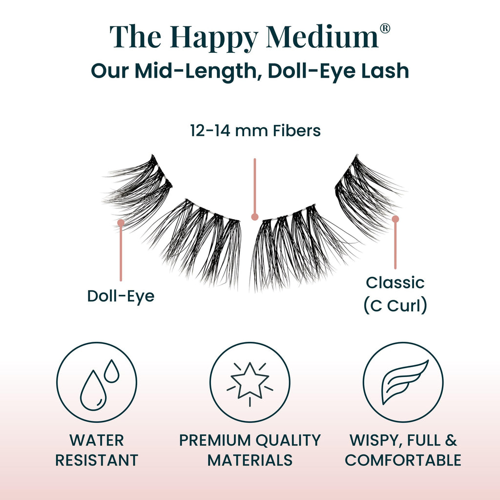 FlutterHabit The Happy Medium Lashes – 2 Sets, Up to 10 Days, Doll-Eyed Look