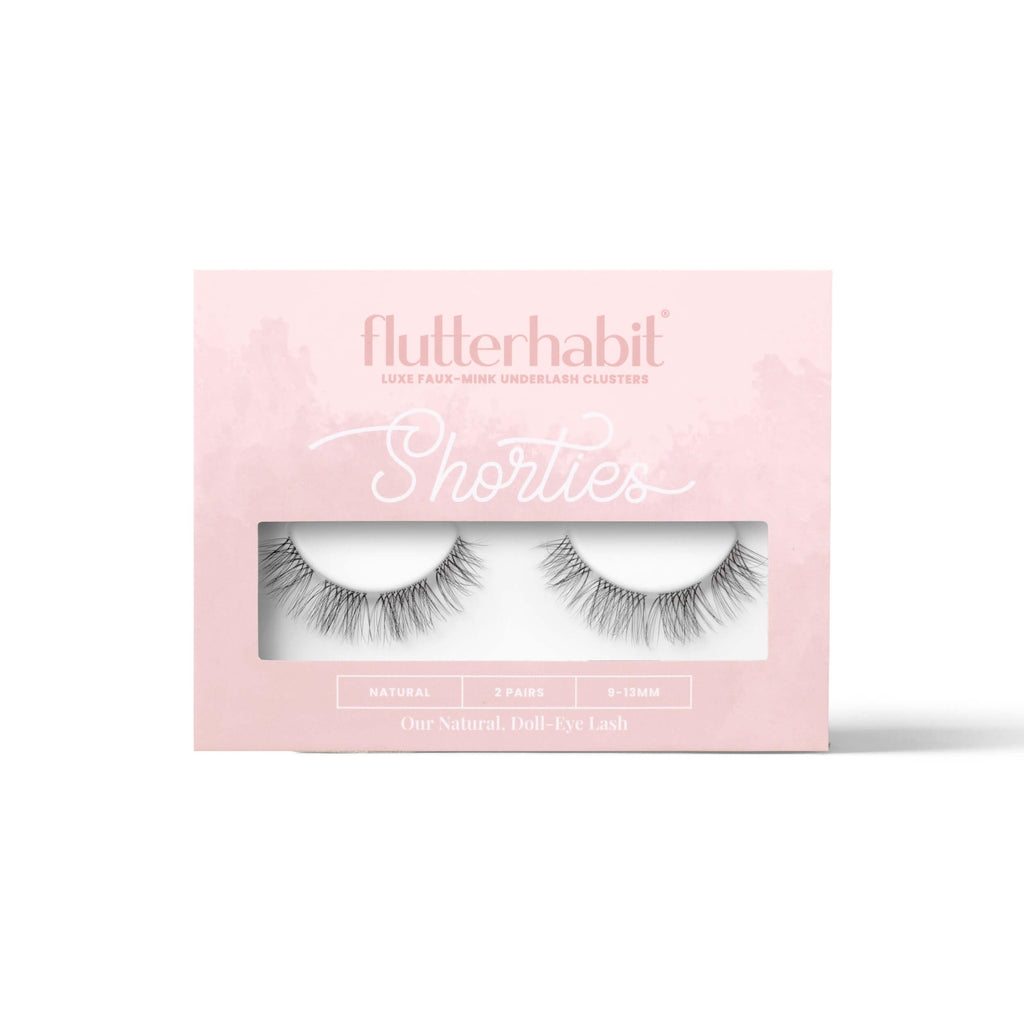 FlutterHabit The Shorties Lashes – 2 Sets DIY Natural Lash Extensions, Up to 10 Days Wear, Salon-Quality Clusters, No Glue Included