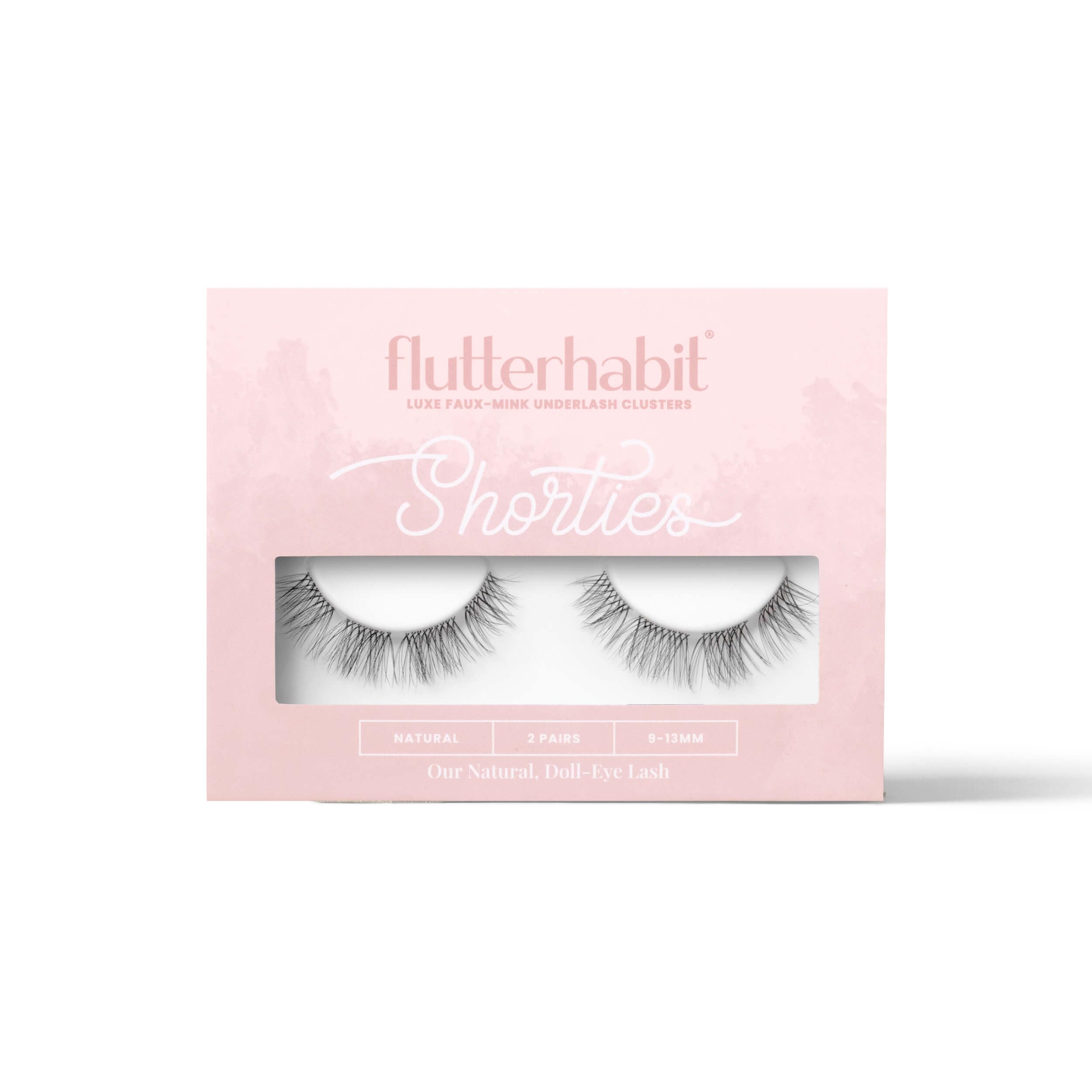 FlutterHabit The Shorties Lashes – 2 Sets DIY Natural Lash Extensions, Up to 10 Days Wear, Salon-Quality Clusters, No Glue Included