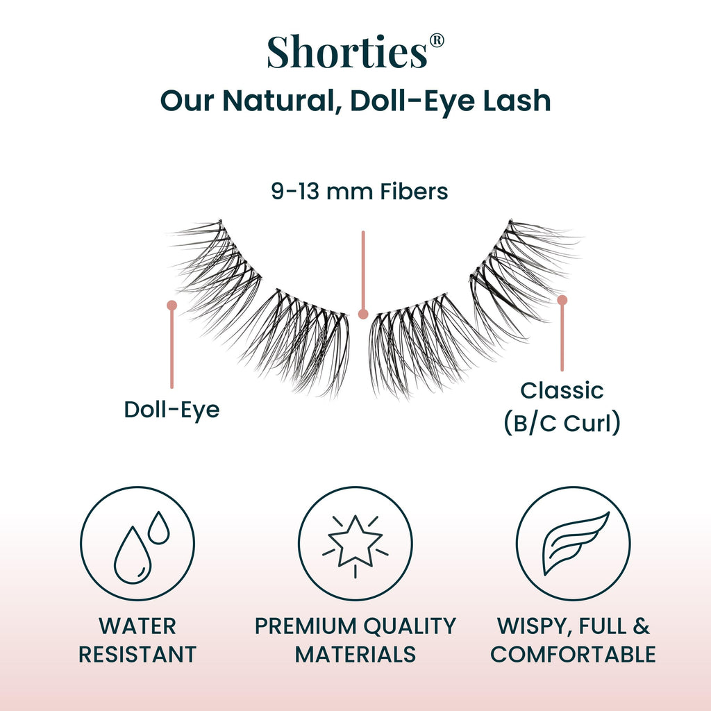 FlutterHabit The Shorties Lashes – 2 Sets DIY Natural Lash Extensions, Up to 10 Days Wear, Salon-Quality Clusters, No Glue Included