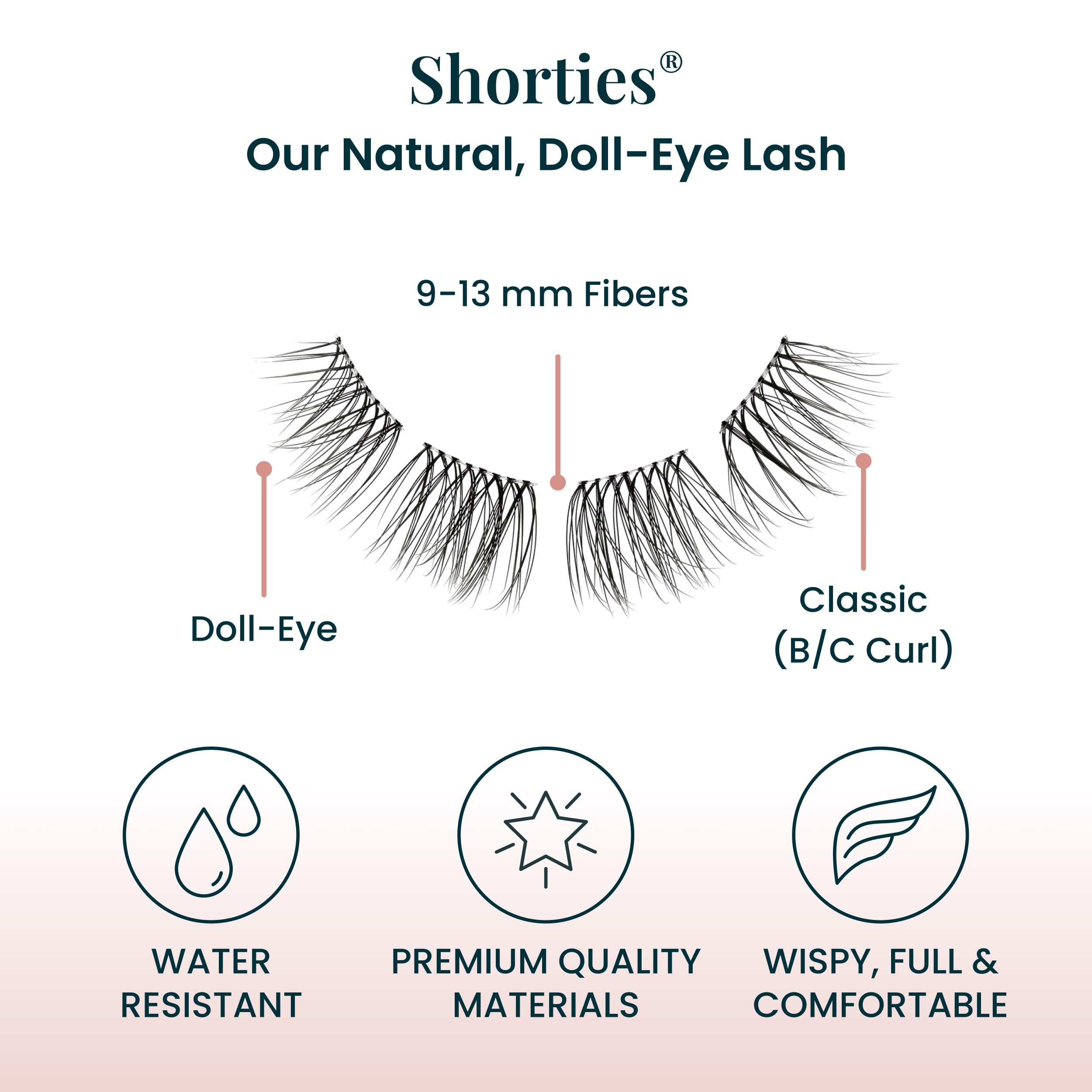 FlutterHabit The Shorties Lashes – 2 Sets DIY Natural Lash Extensions, Up to 10 Days Wear, Salon-Quality Clusters, No Glue Included