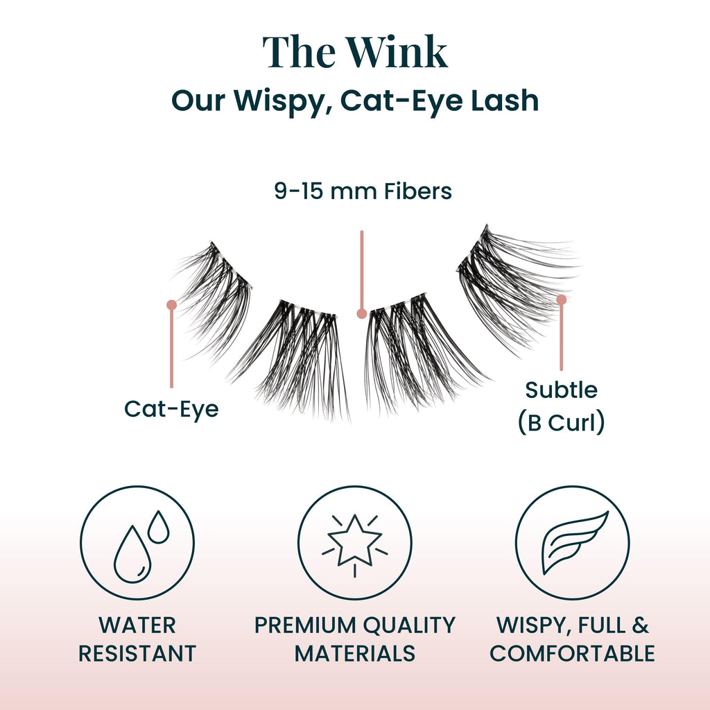 FlutterHabit Wink Ready Set Starter Kit – DIY Eyelash Extensions, 3 Lash Sets + Adhesive