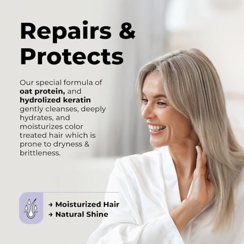 FLUX UP Purple Shampoo & Conditioner for Blonde & Silver Hair (17 oz) - Anti-Brass, Sulfate Free