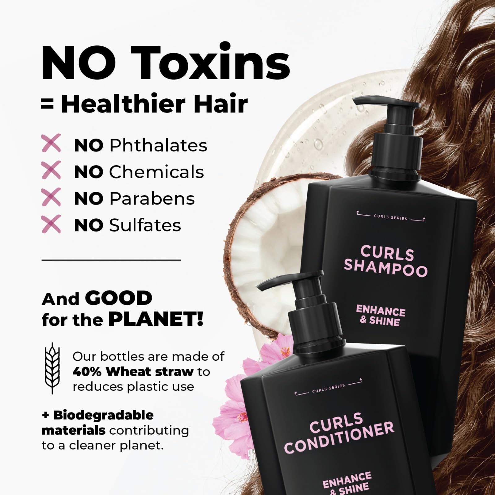 Flux Up Curly Hair Shampoo & Conditioner Set – Hydrating, Sulfate-Free Curl Care