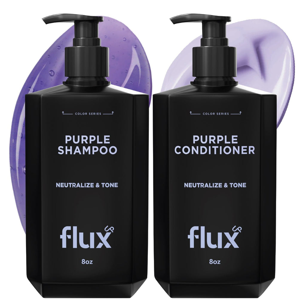 FLUX UP Purple Shampoo & Conditioner – Blonde & Silver Hair Toner, Anti-Brass, Sulfate Free (8 oz)