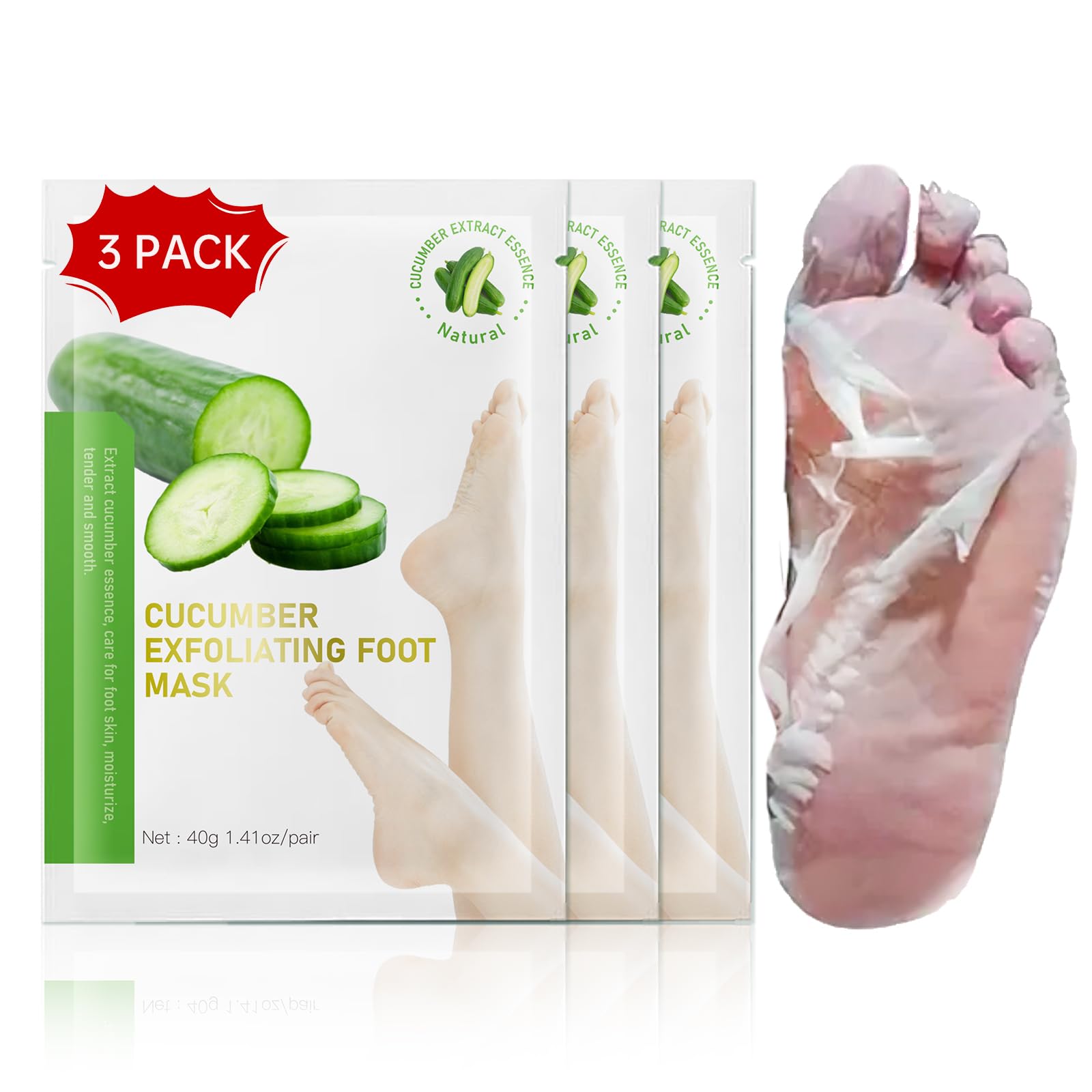 FLYLEAF Foot Peeling Mask – Natural Exfoliating Foot Mask for Hydrating Heel Care (3 Pack)