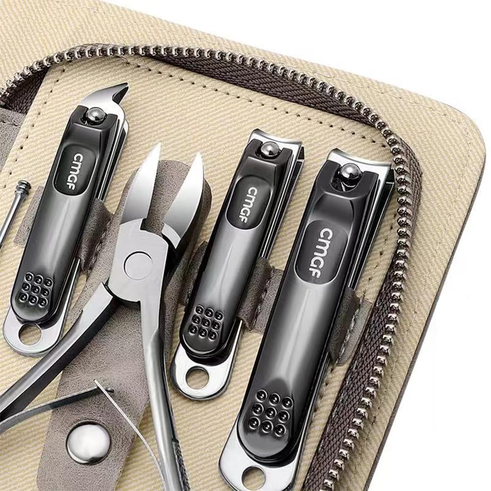 FNCIXING Professional 12-in-1 Manicure Kit – Stainless Steel Tools in Grey Case