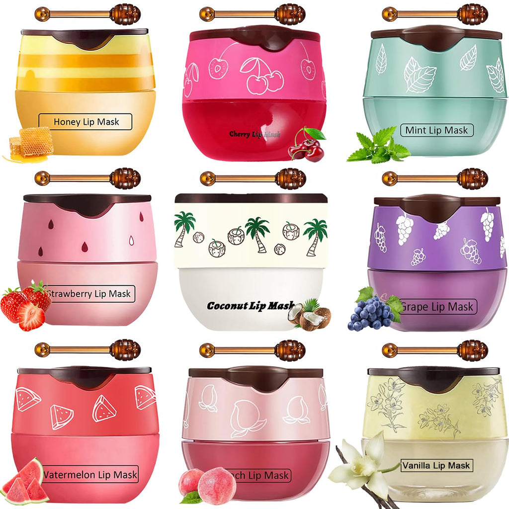 FNOLECY 9-Piece Bee Lip Balm Honey Pot — 9 Fruity Flavors with Propolis & Vitamin E