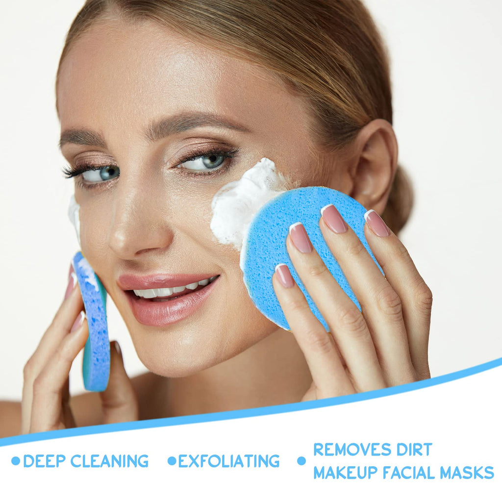 Foaincore 600-Piece Compressed Facial Sponge – Round Blue Sponges for Cleansing & Makeup Removal