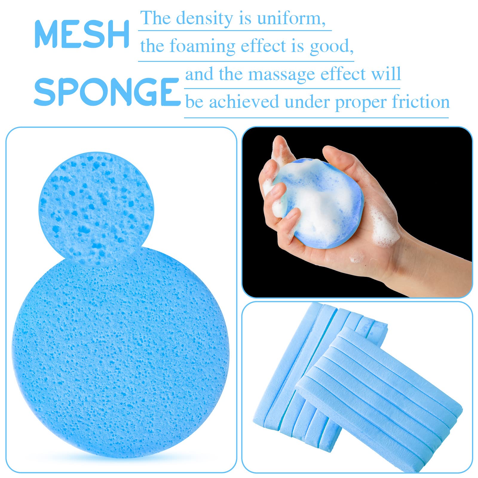 Foaincore 600-Piece Compressed Facial Sponge – Round Blue Sponges for Cleansing & Makeup Removal
