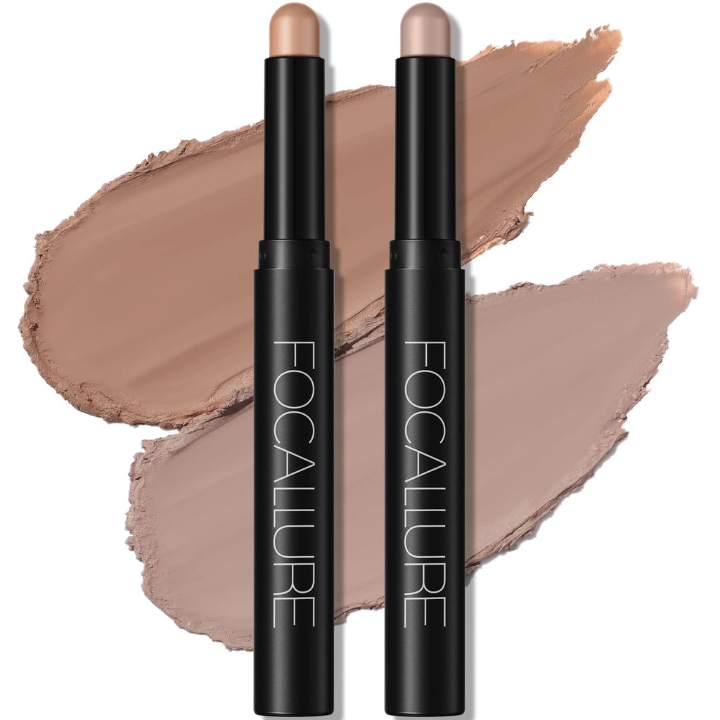 FOCALLURE 2 Pcs Cream Eyeshadow Sticks – Crease-Proof, Long-Lasting Waterproof Eye Shadow in Smoky Brown