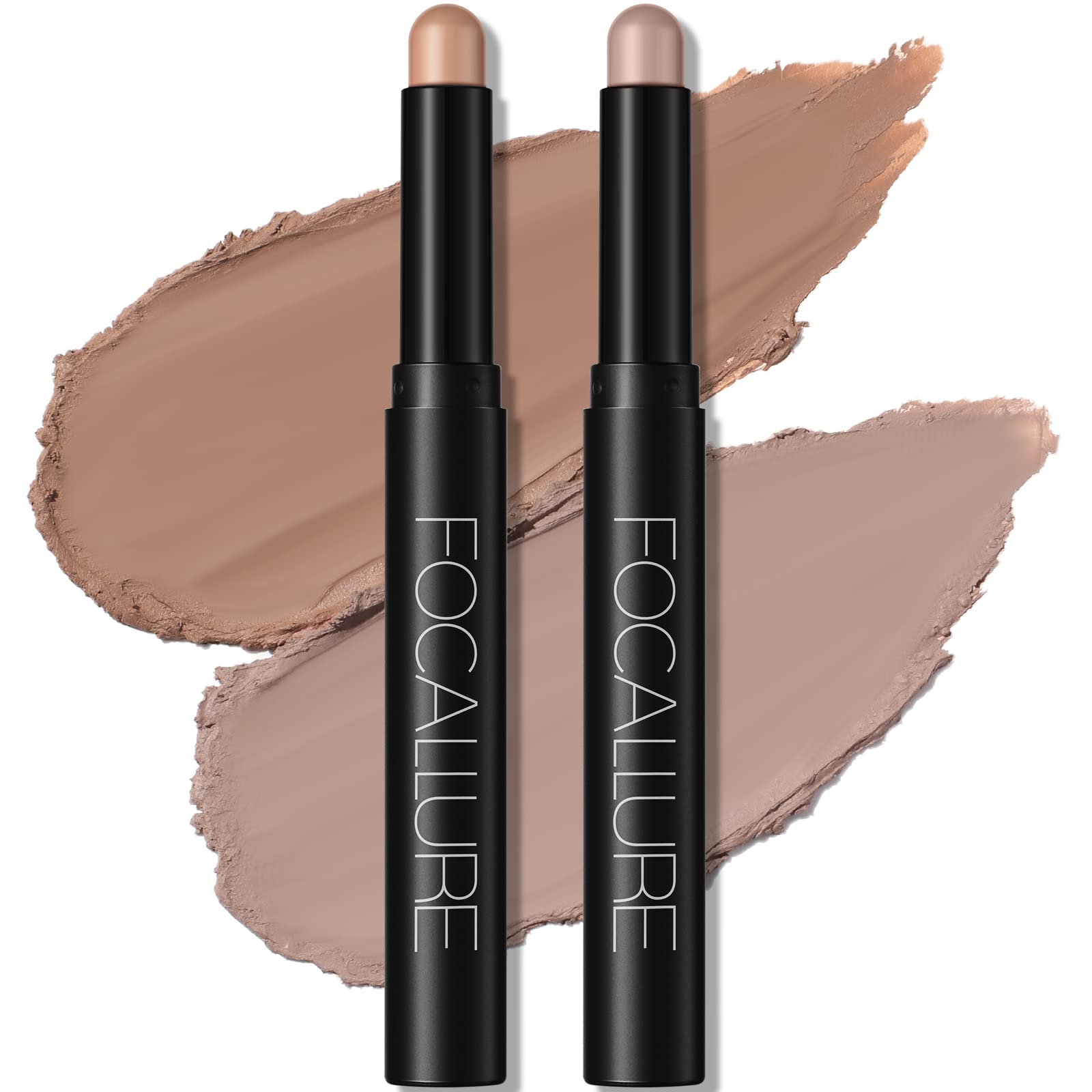 FOCALLURE 2 Pcs Cream Eyeshadow Sticks – Crease-Proof, Long-Lasting Waterproof Eye Shadow in Smoky Brown