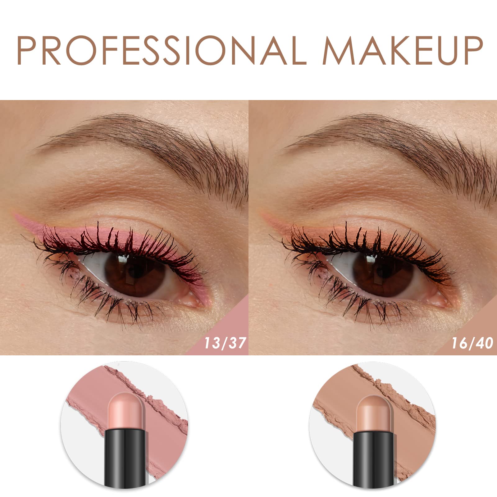 FOCALLURE 2 Pcs Cream Eyeshadow Stick – Long-Lasting, Waterproof Shimmer in Mocha Pink