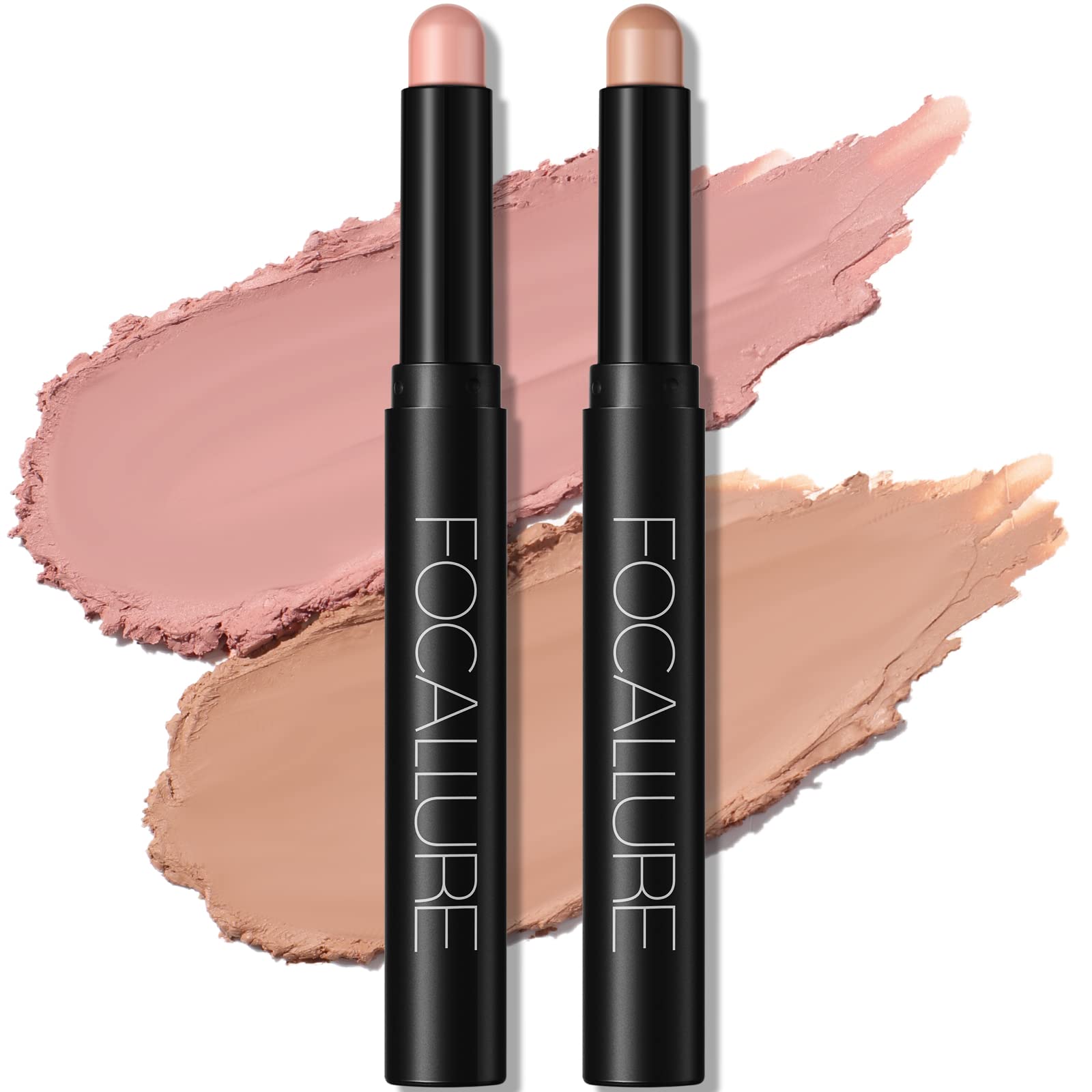 FOCALLURE 2 Pcs Cream Eyeshadow Stick – Long-Lasting, Waterproof Shimmer in Mocha Pink