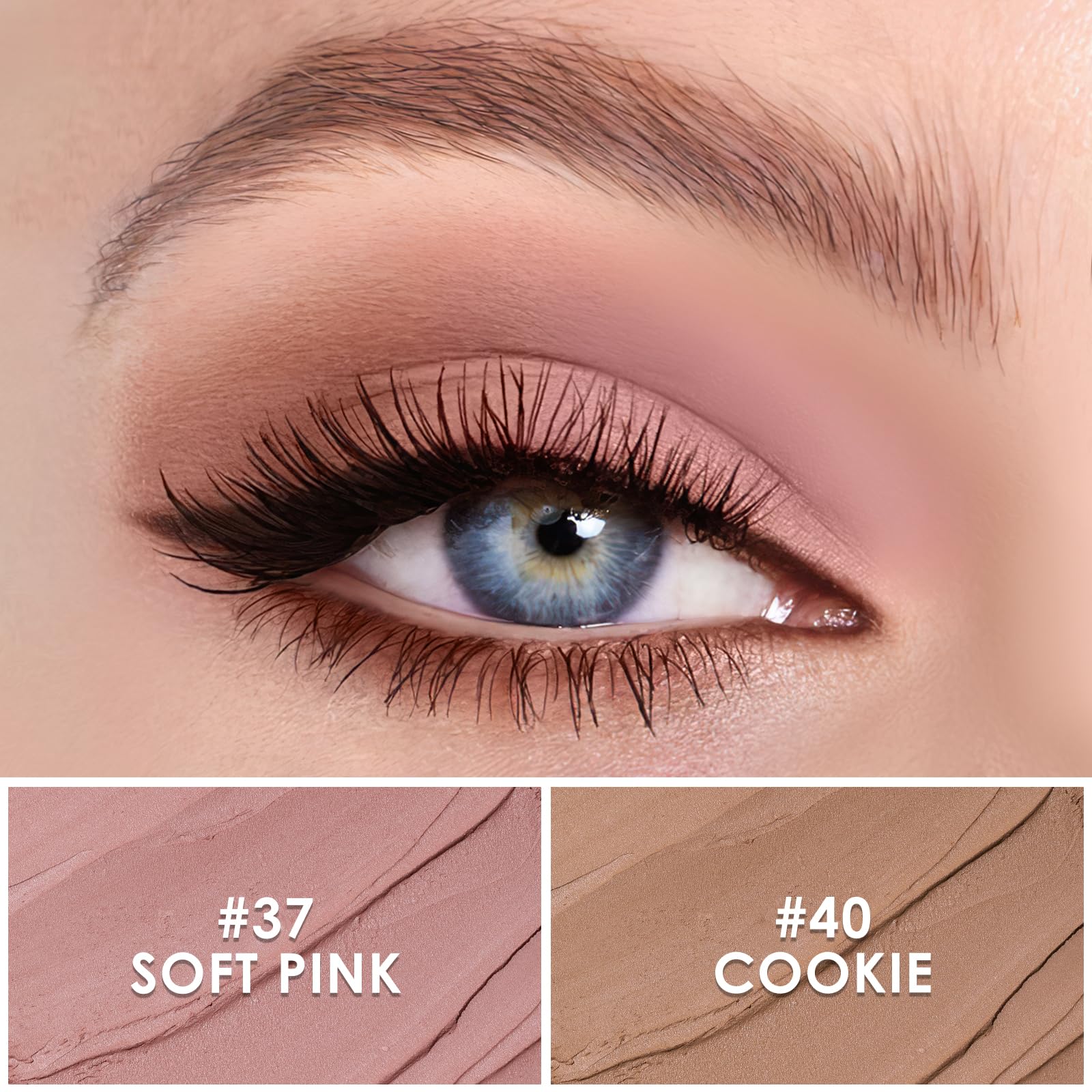 FOCALLURE 2 Pcs Cream Eyeshadow Stick – Long-Lasting, Waterproof Shimmer in Mocha Pink