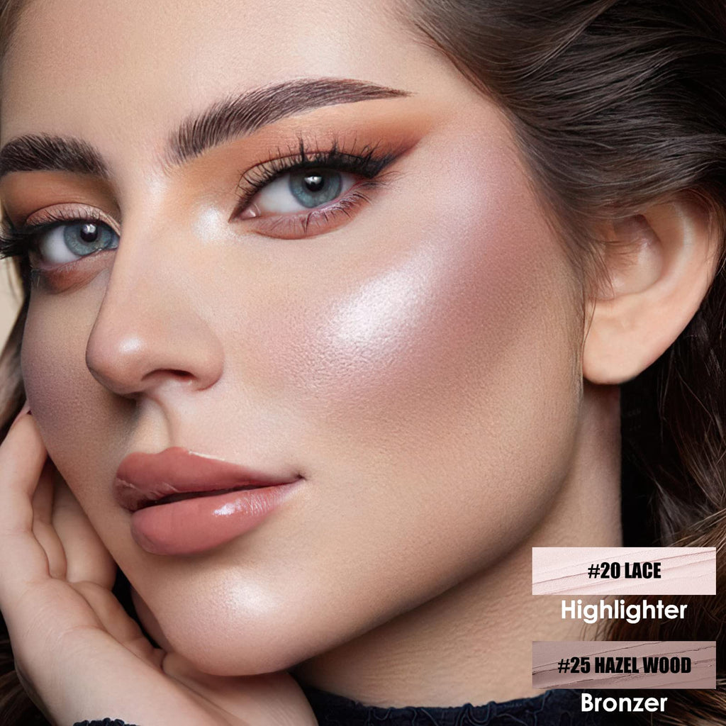 FOCALLURE 2Pcs Mineral Cream Contour Stick – On-the-Go Contour, Bronzer & Highlighter Duo (Fair-Light)