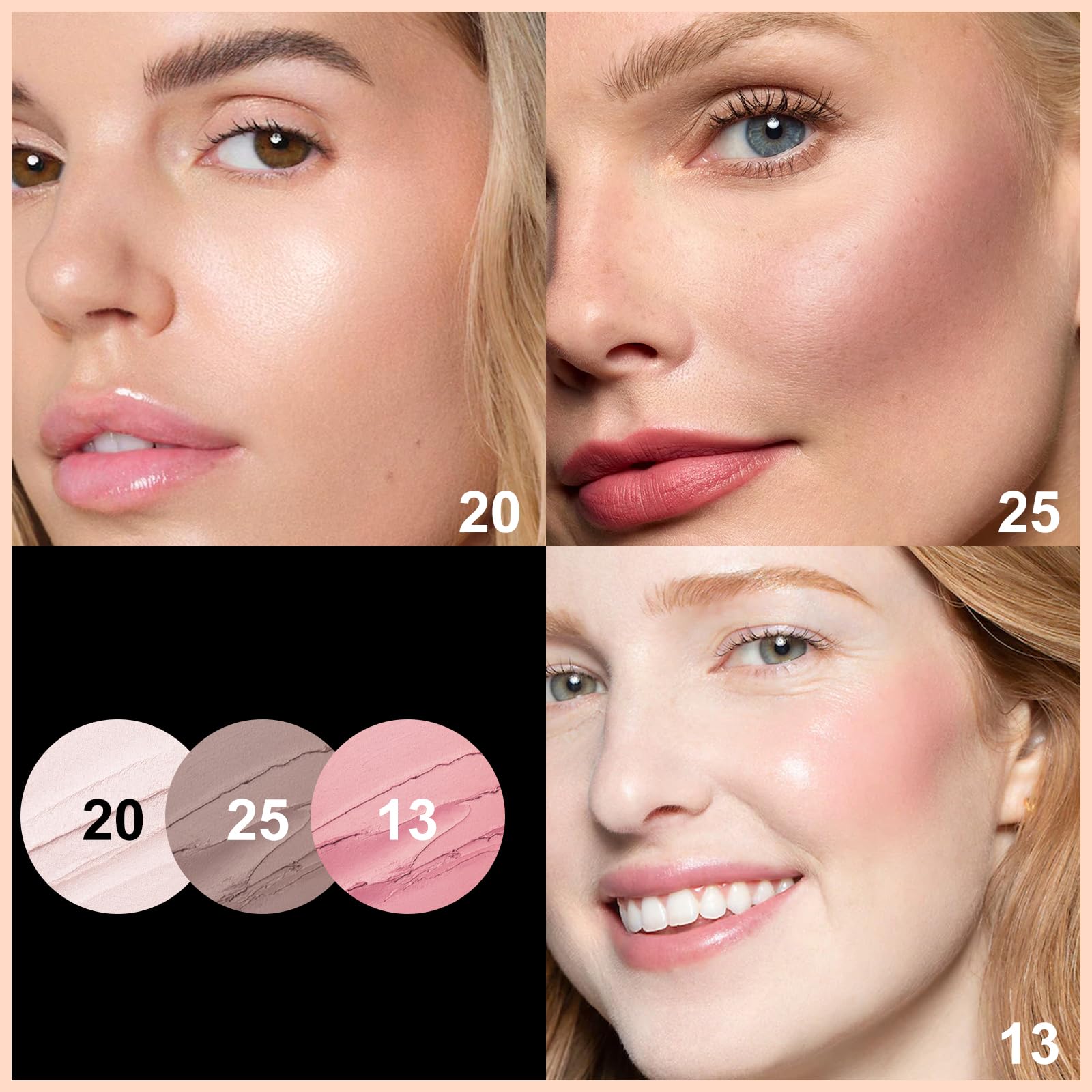 FOCALLURE 3 Pcs Cream Contour Sticks – Highlighter, Bronzer & Blush Kit | Lightweight, Non-Greasy, Long-Wear (Fair-Light)