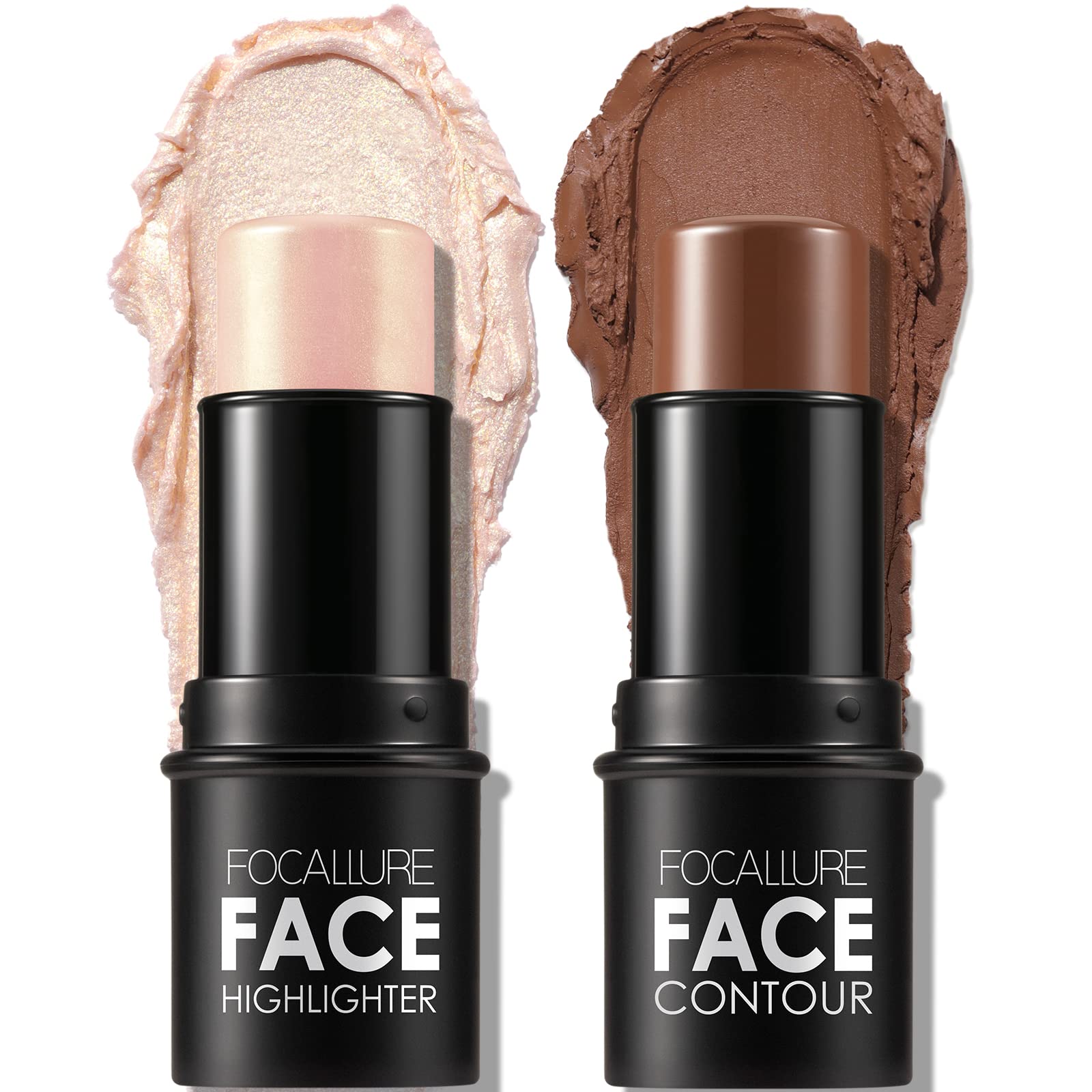 FOCALLURE 2 Pcs Contour Foundation Stick – Dual-Ended Highlight & Bronzer Pen for Sculpted, Long-Wear Look