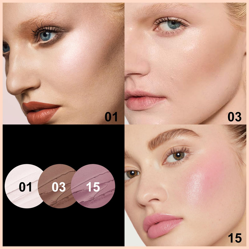 FOCALLURE 3 Pcs Cream Contour Sticks – Contour, Bronzer & Highlighter Kit | Lightweight, Long-Wear