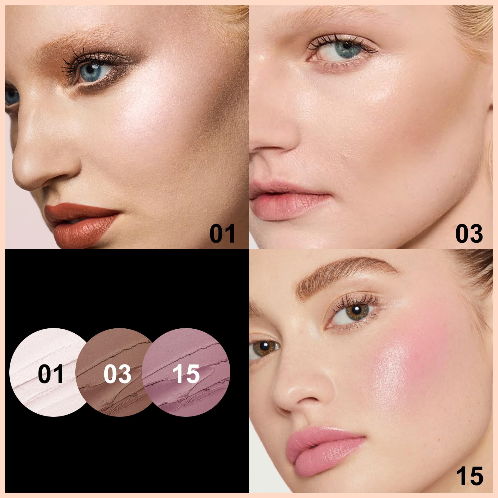 FOCALLURE 3 Pcs Cream Contour Sticks – Contour, Bronzer & Highlighter Kit | Lightweight, Long-Wear