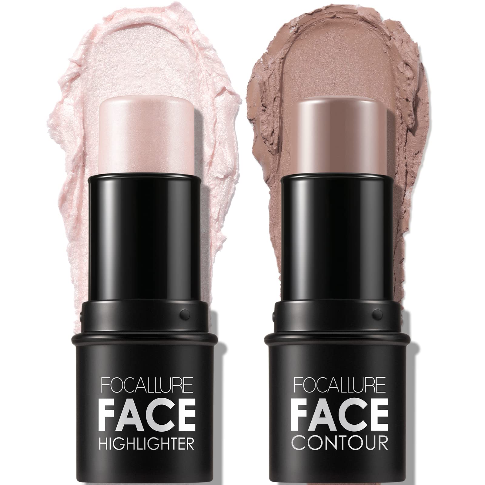 FOCALLURE 2Pcs Mineral Cream Contour Stick – On-the-Go Contour, Bronzer & Highlighter Duo (Fair-Light)