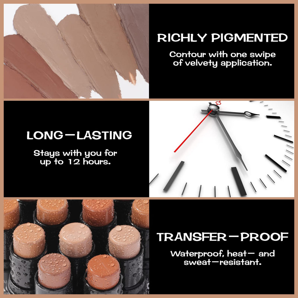 FOCALLURE Cream Contour Stick – Matte Bronzer for Professional Face Shaping, Mocha