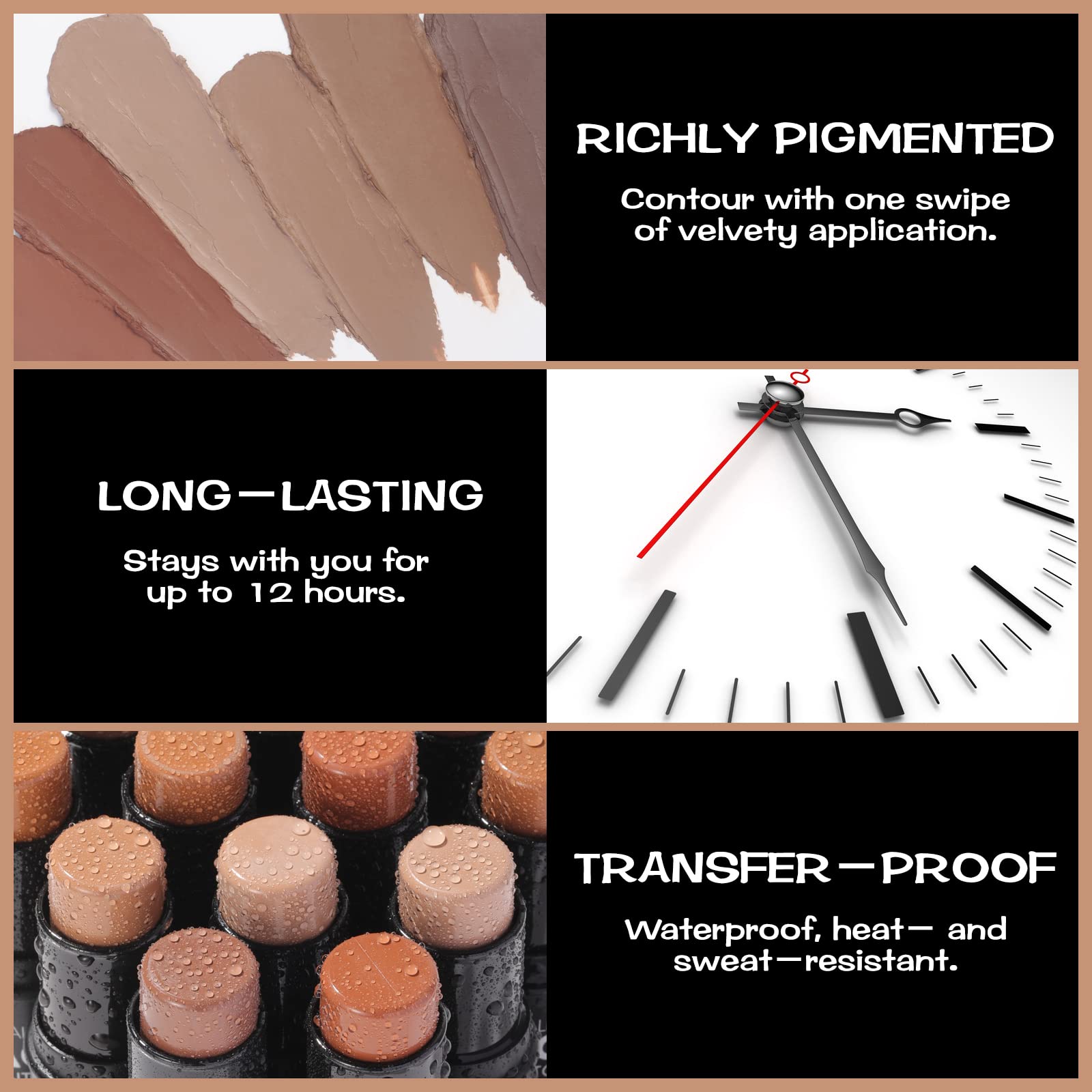 FOCALLURE Cream Contour Stick – Matte Bronzer for Professional Face Shaping, Mocha