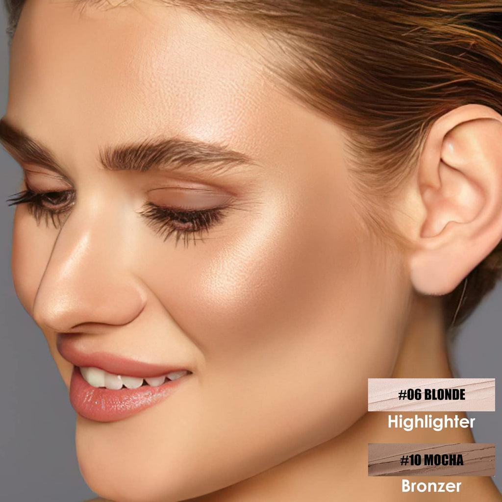 FOCALLURE 2-Pcs Mineral Cream Contour Kit – Moisturizing Highlighter & Bronzer Pens