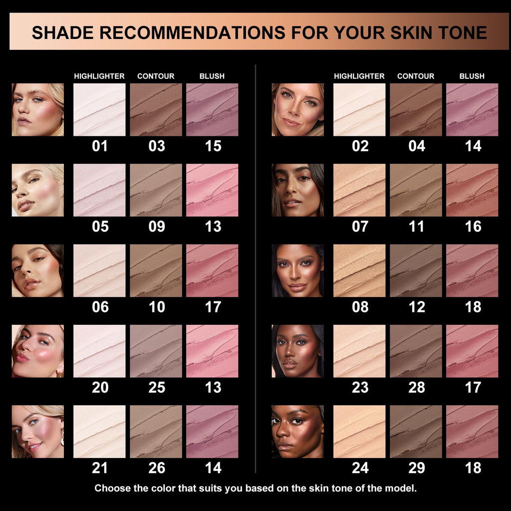 FOCALLURE 3 Pcs Cream Contour Sticks: Highlighter, Bronzer & Blush Kit