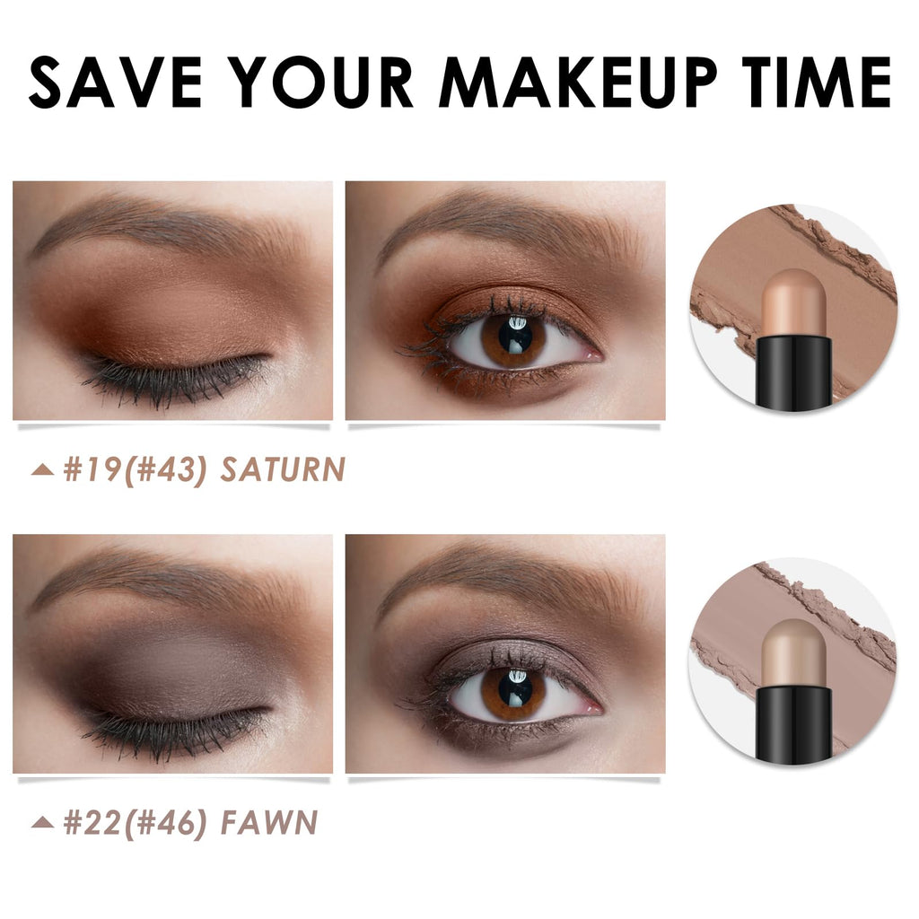 FOCALLURE 2 Pcs Cream Eyeshadow Sticks – Crease-Proof, Long-Lasting Waterproof Eye Shadow in Smoky Brown