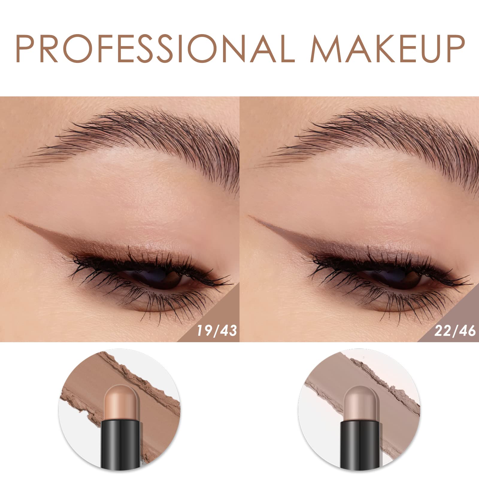 FOCALLURE 2 Pcs Cream Eyeshadow Sticks – Crease-Proof, Long-Lasting Waterproof Eye Shadow in Smoky Brown