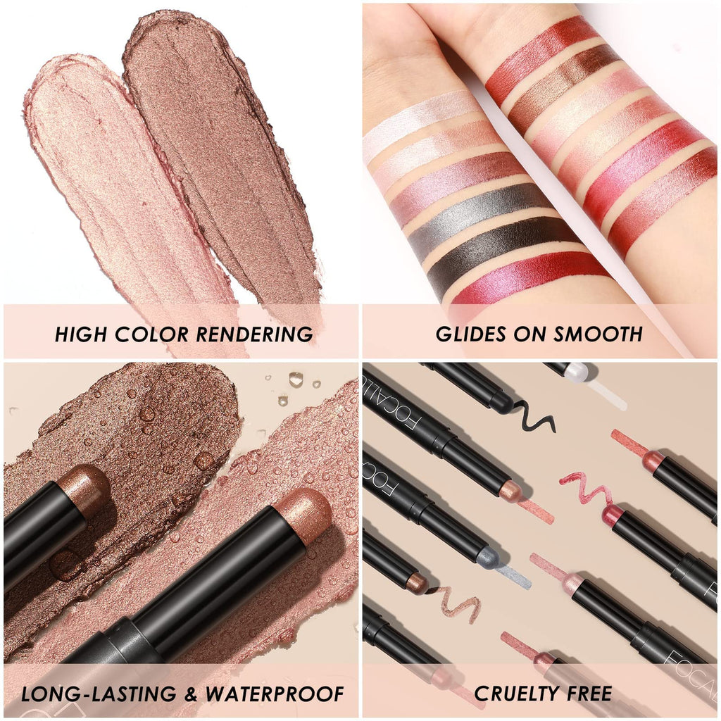 FOCALLURE 2-Pcs Cream Eyeshadow Stick Set – Long-Lasting, Waterproof, High-Pigment