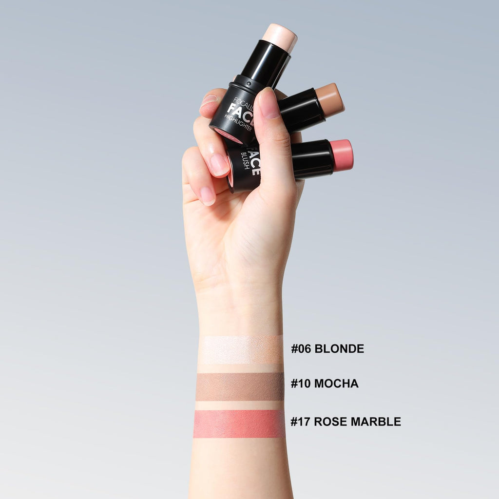 FOCALLURE 3 Pcs Cream Contour Sticks: Highlighter, Bronzer & Blush Kit