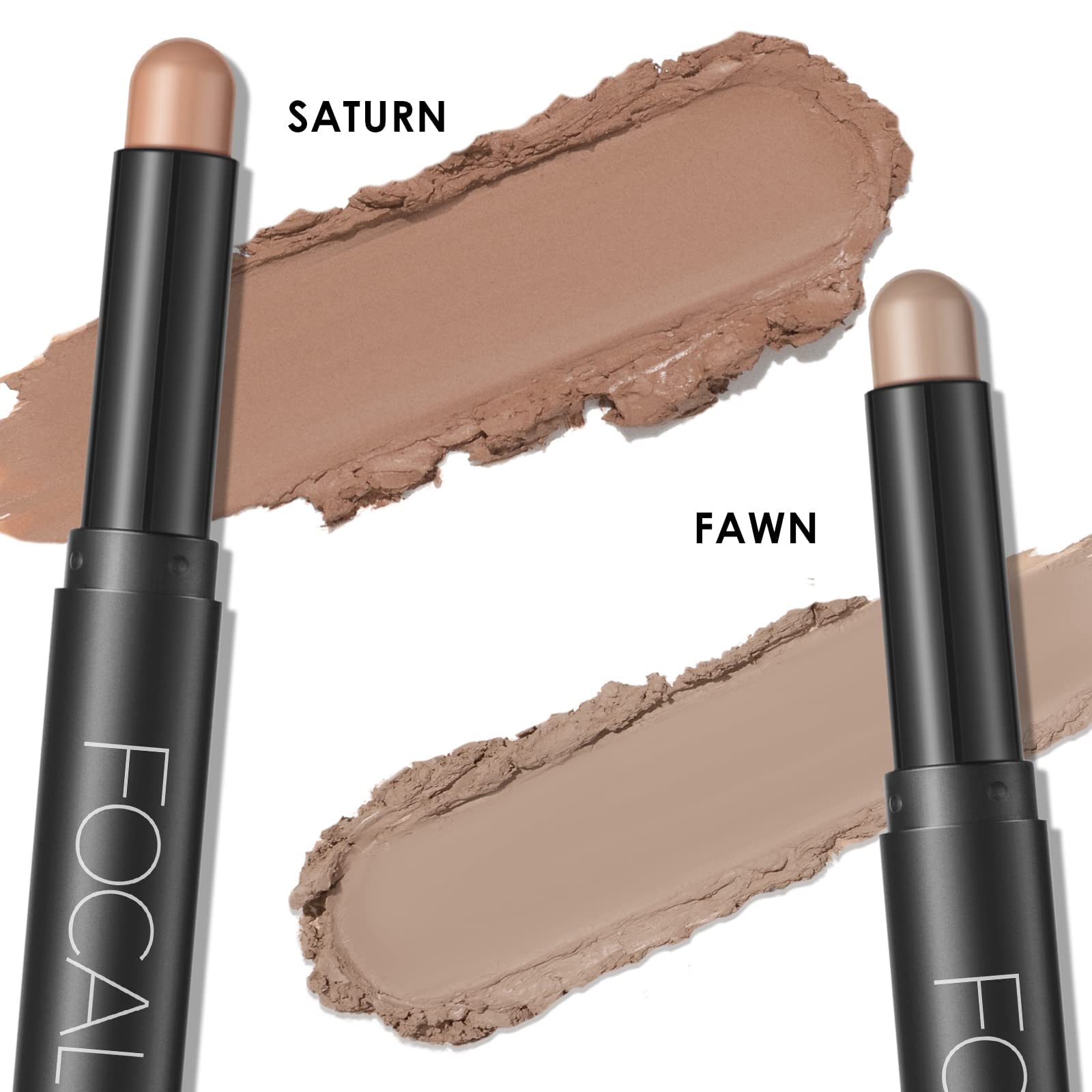 FOCALLURE 2 Pcs Cream Eyeshadow Sticks – Crease-Proof, Long-Lasting Waterproof Eye Shadow in Smoky Brown