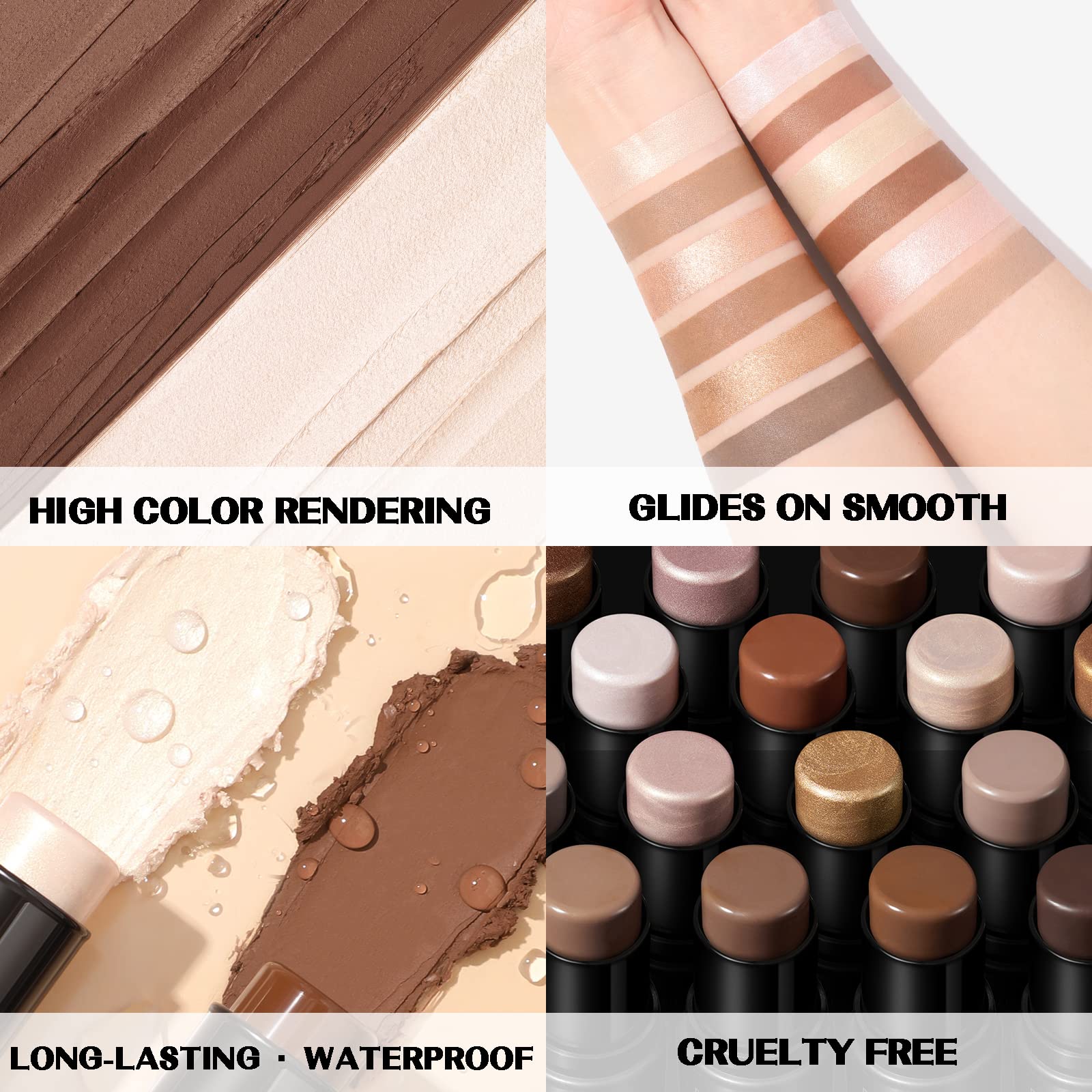 FOCALLURE 2 Pcs Contour Foundation Stick – Dual-Ended Highlight & Bronzer Pen for Sculpted, Long-Wear Look
