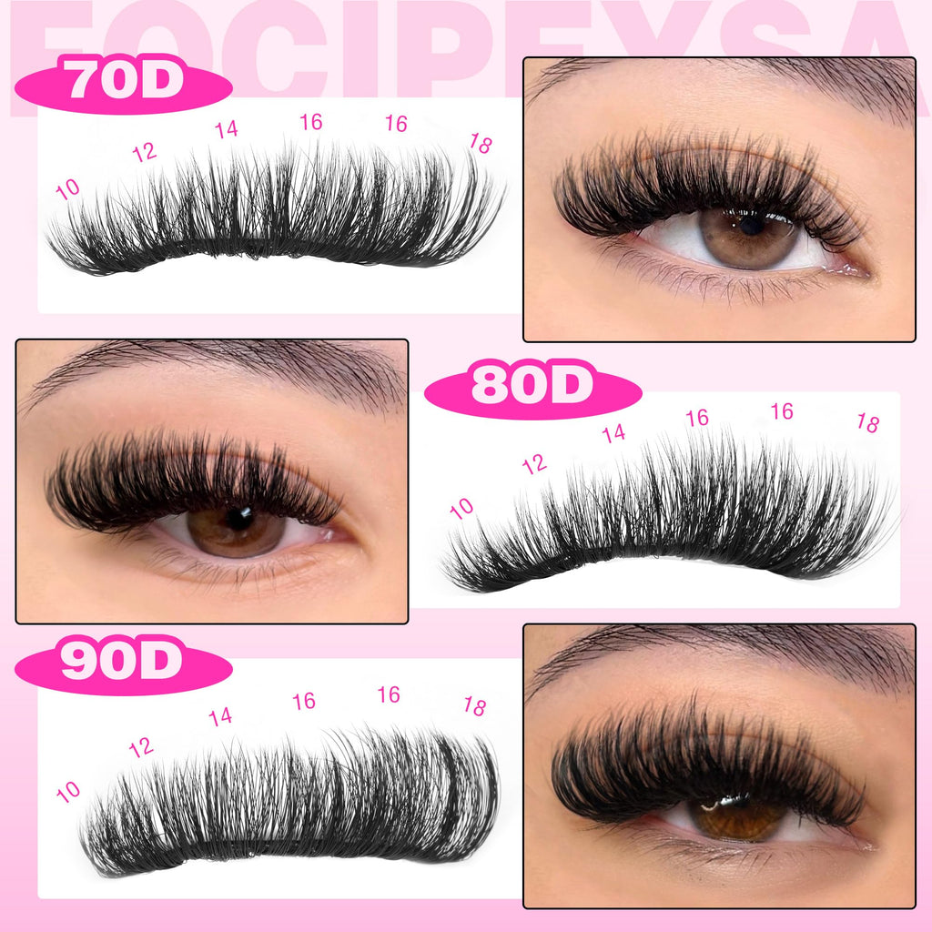 Focipeysa Full Volume Lash Extension Kit 70D/80D/90D — DIY Lash Clusters 10-18mm
