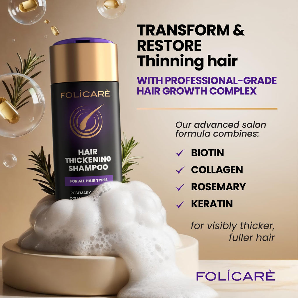 FOLICARE Thickening Hair Growth Shampoo – Biotin, Keratin & Rosemary (Sulfate Free)