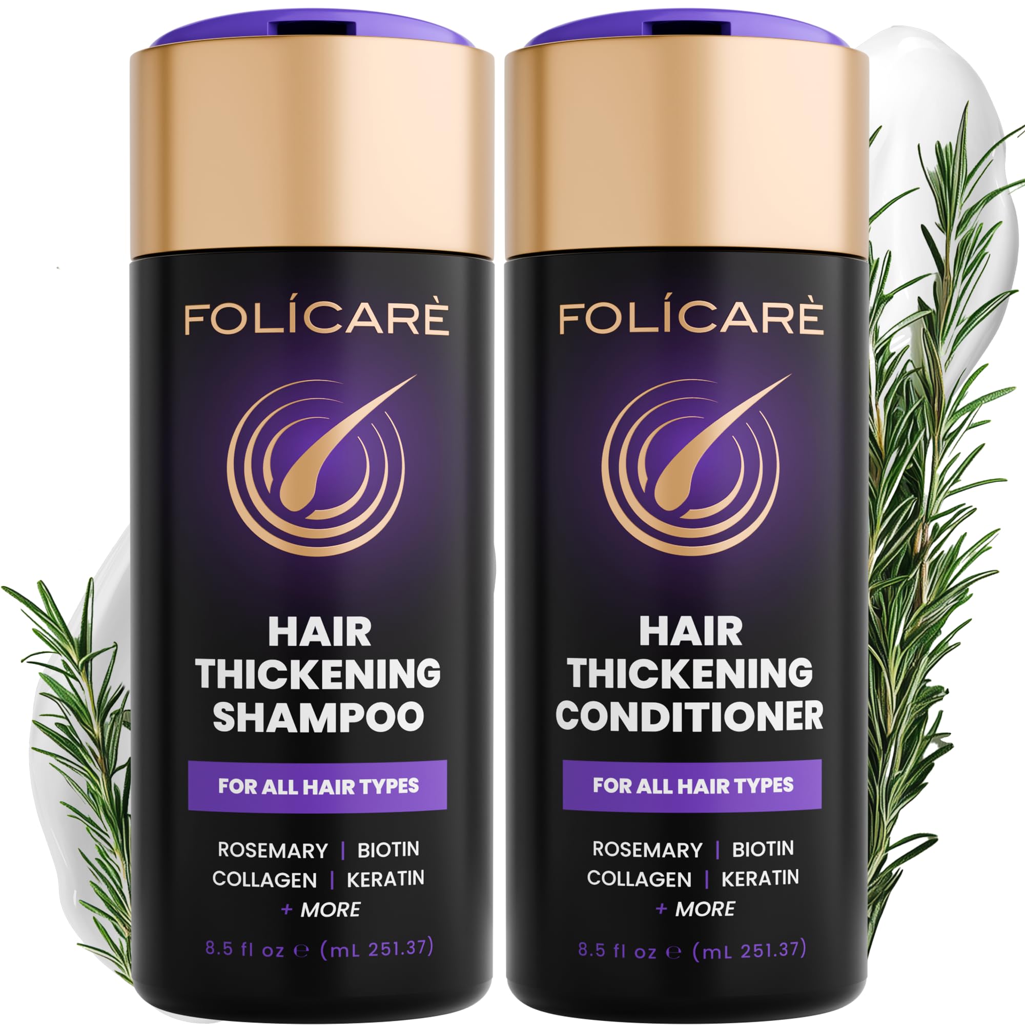 FOLICARE Thickening Hair Growth Shampoo & Conditioner Set | Biotin, Keratin, Collagen