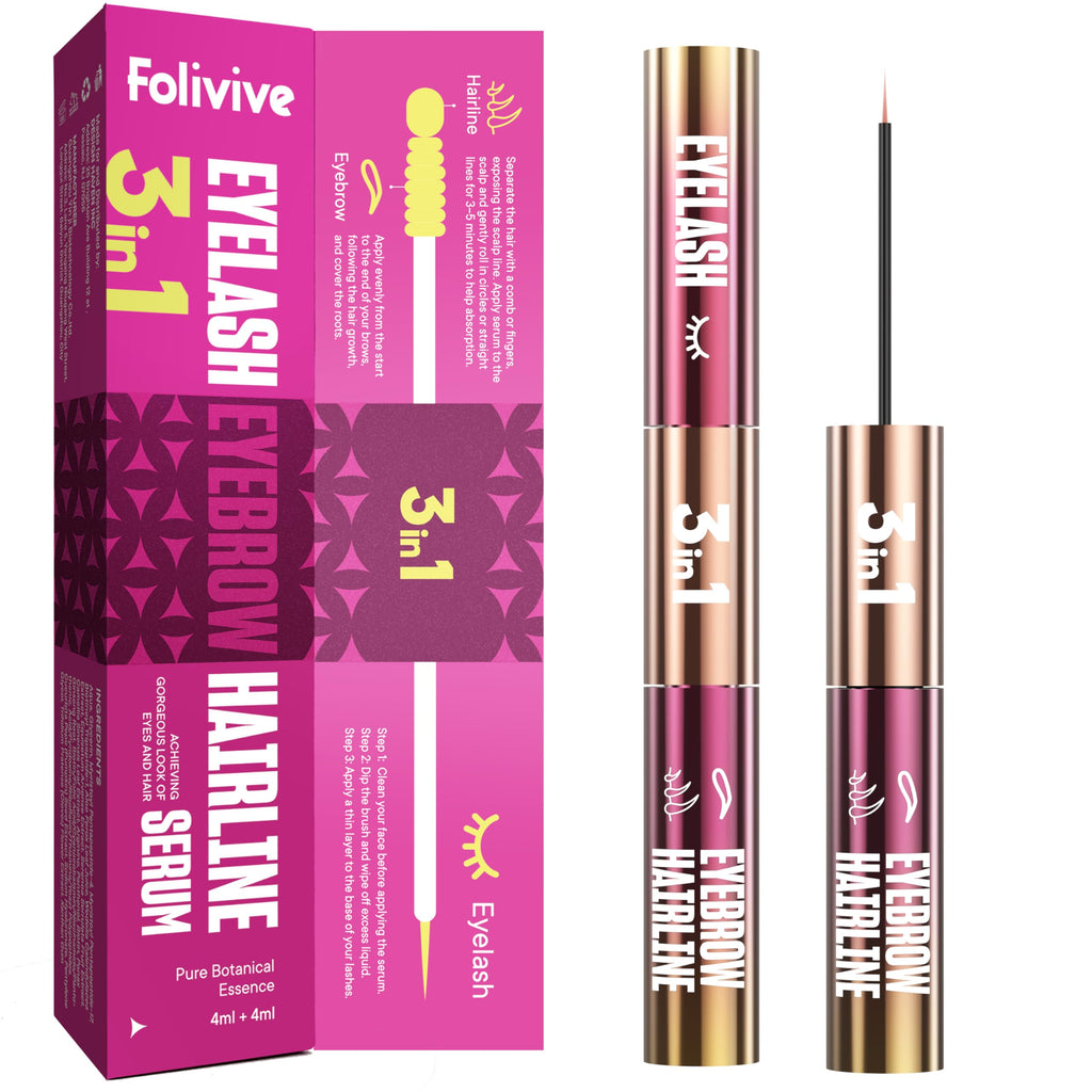 Folivive 3-in-1 Lash, Brow & Hairline Growth Serum – Natural, Vegan, Cruelty-Free (8ml)