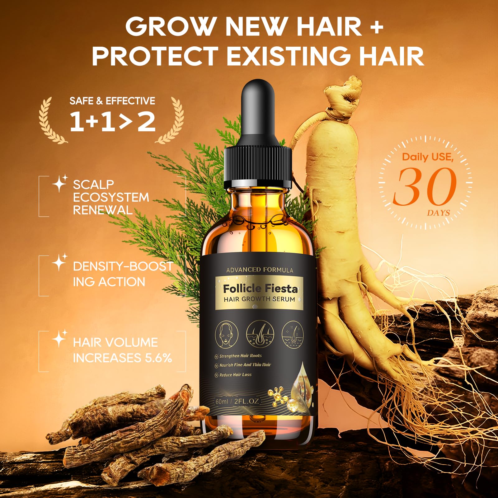Folivive Women’s Hair Growth Serum Oil – 100% Natural Herbal Follicle Serum