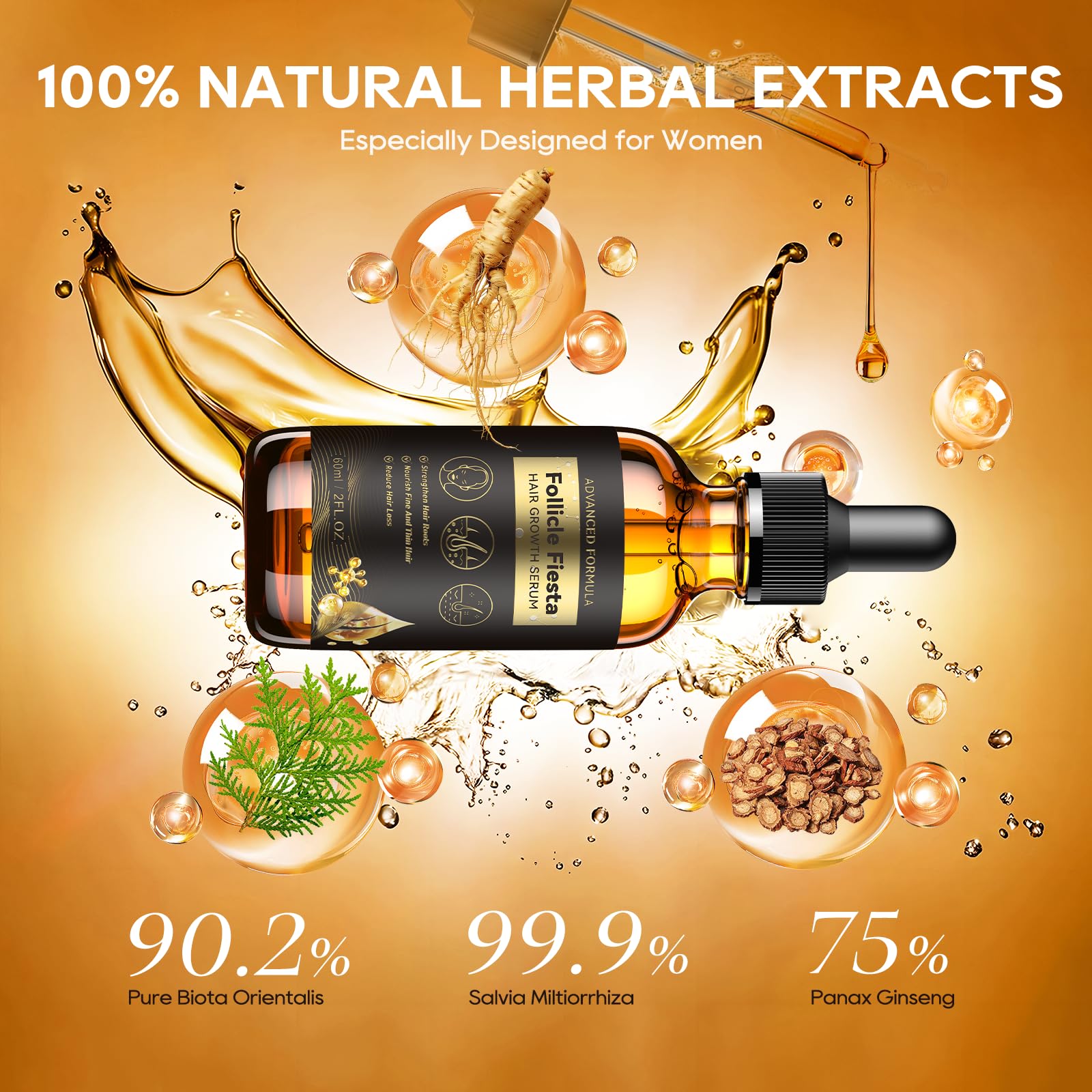 Folivive Women’s Hair Growth Serum Oil – 100% Natural Herbal Follicle Serum