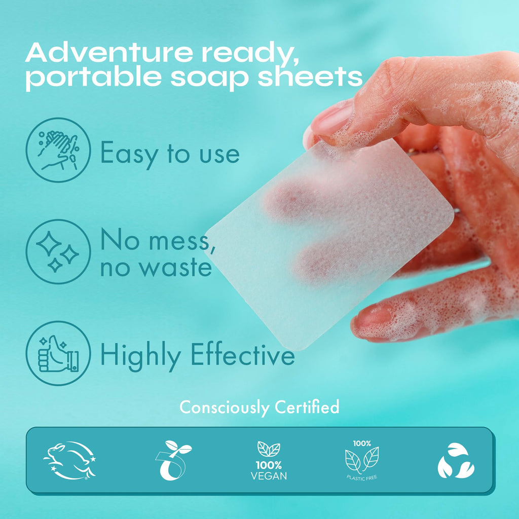 FOMIN Antibacterial Paper Soap Sheets – 300 Sheets | Lemon, Lavender, Unscented | Travel Foaming Hand Soap