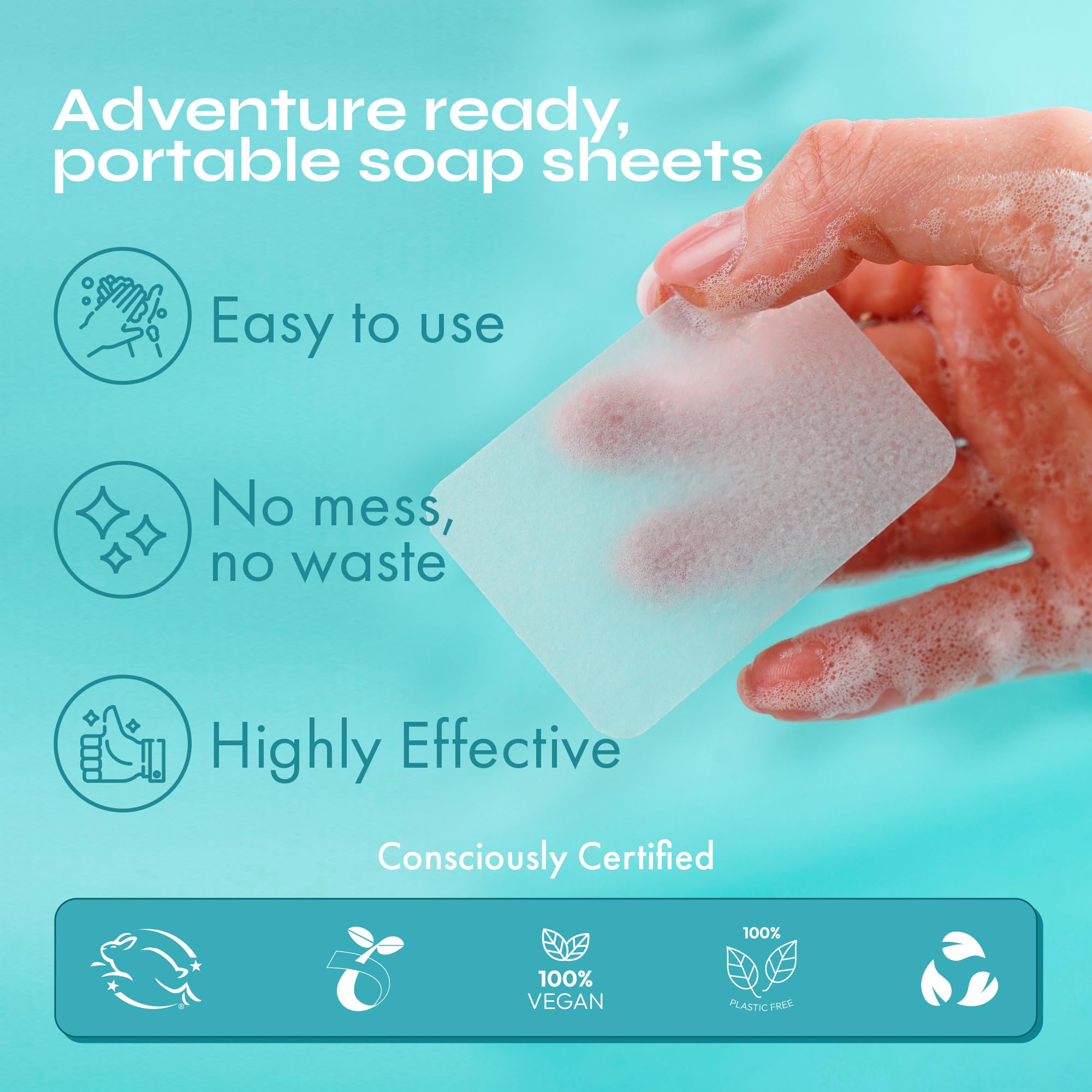 FOMIN Antibacterial Paper Soap Sheets – 300 Sheets | Lemon, Lavender, Unscented | Travel Foaming Hand Soap