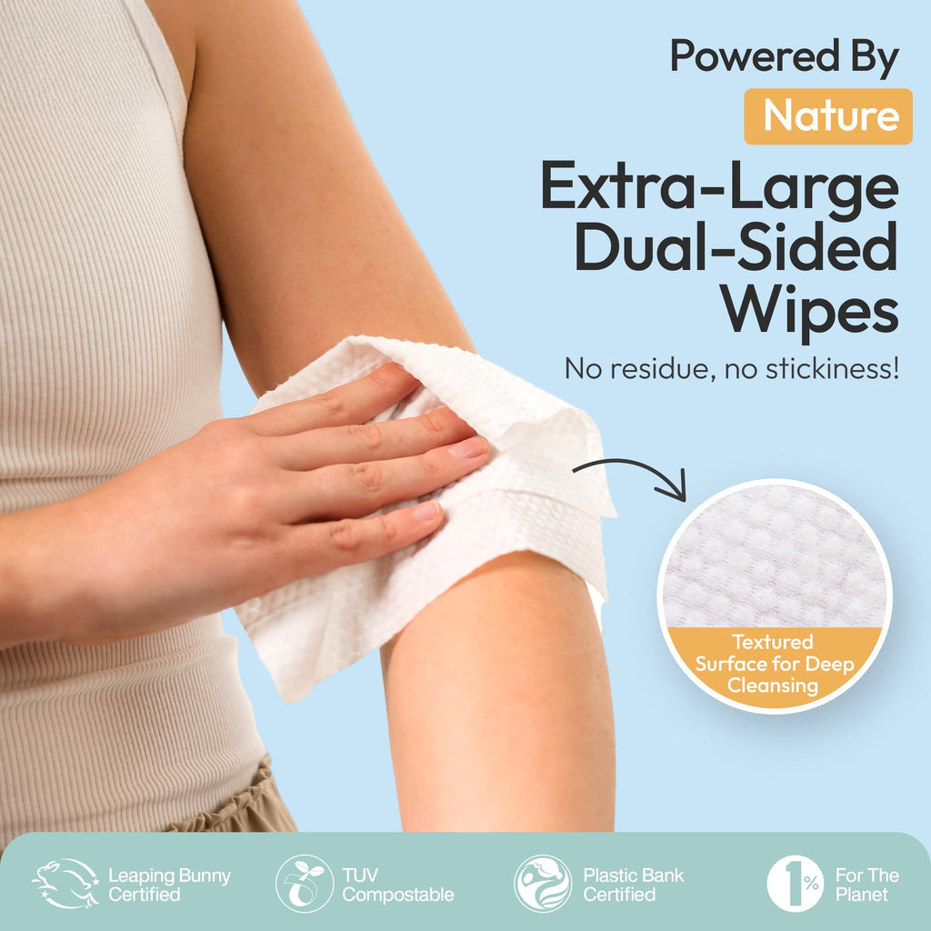 FOMIN Travel Deodorant Wipes – 50 Count, Glowing Coconut & Vanilla, pH Balanced, Plastic-Free