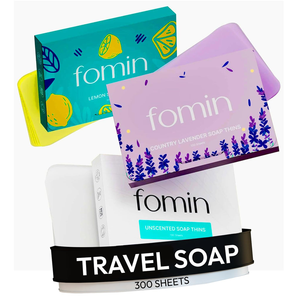 FOMIN Antibacterial Paper Soap Sheets – 300 Sheets | Lemon, Lavender, Unscented | Travel Foaming Hand Soap