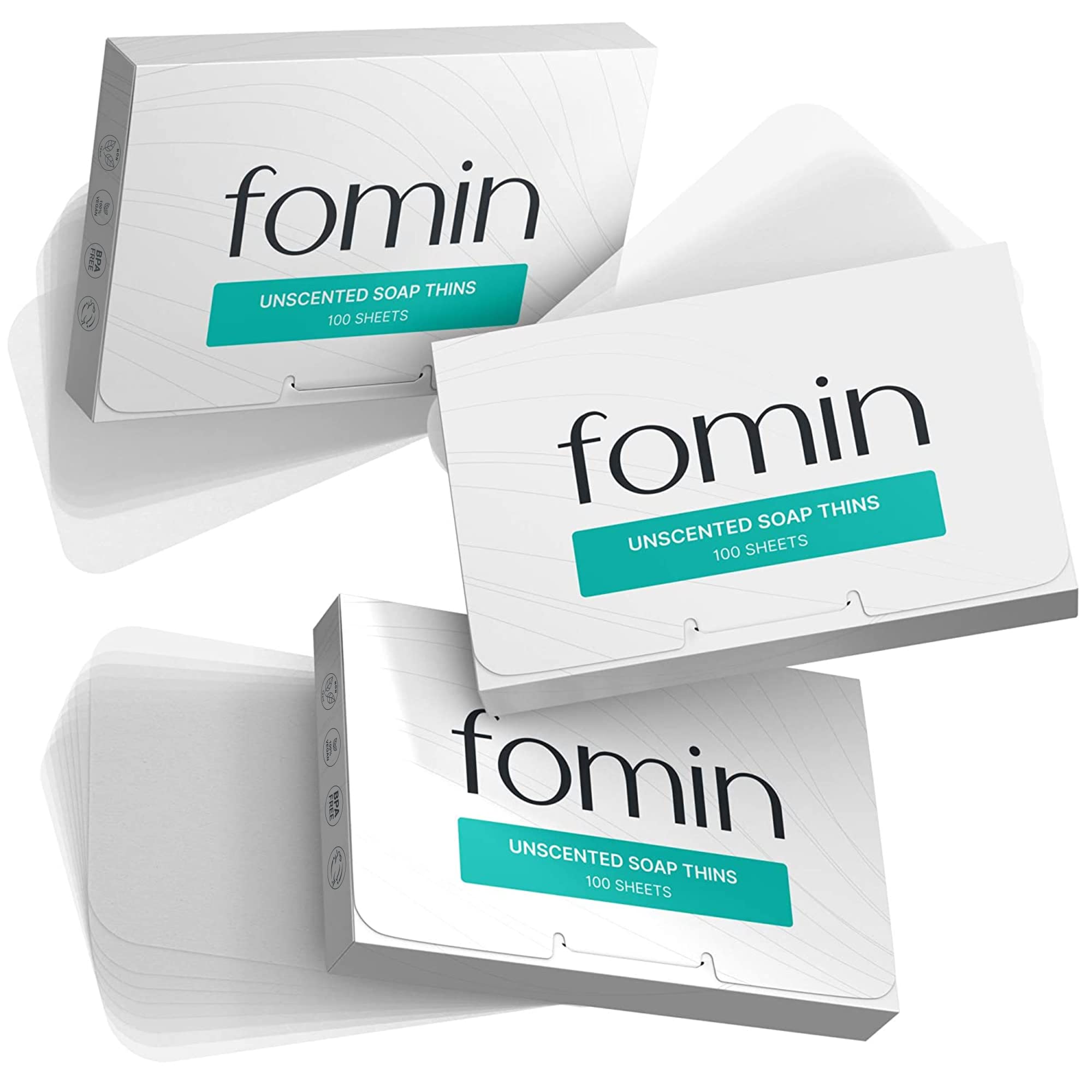 FOMIN Antibacterial Paper Soap Sheets – Portable Unscented Hand Washing (300 Sheets)