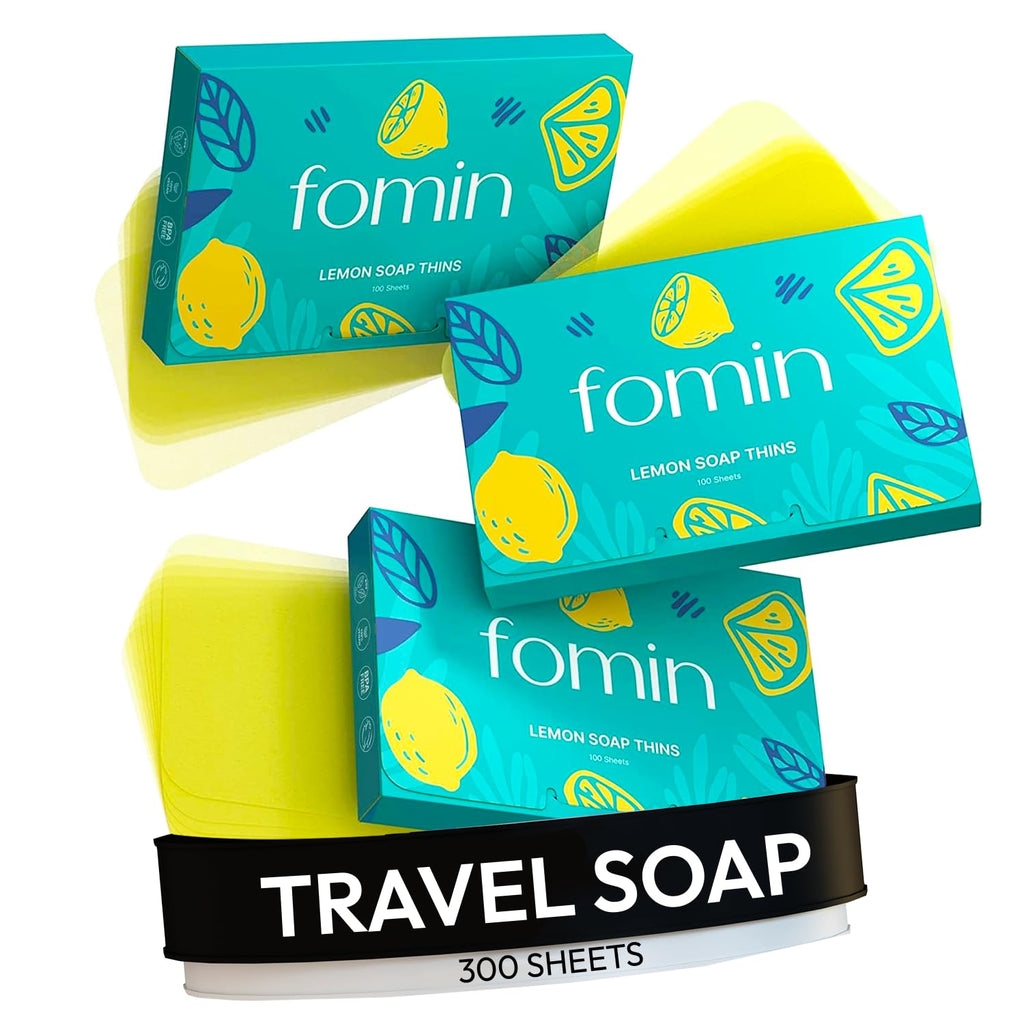 FOMIN Antibacterial Paper Soap Sheets – Lemon (300 Sheets) Portable Hand Washing for Travel & Camping