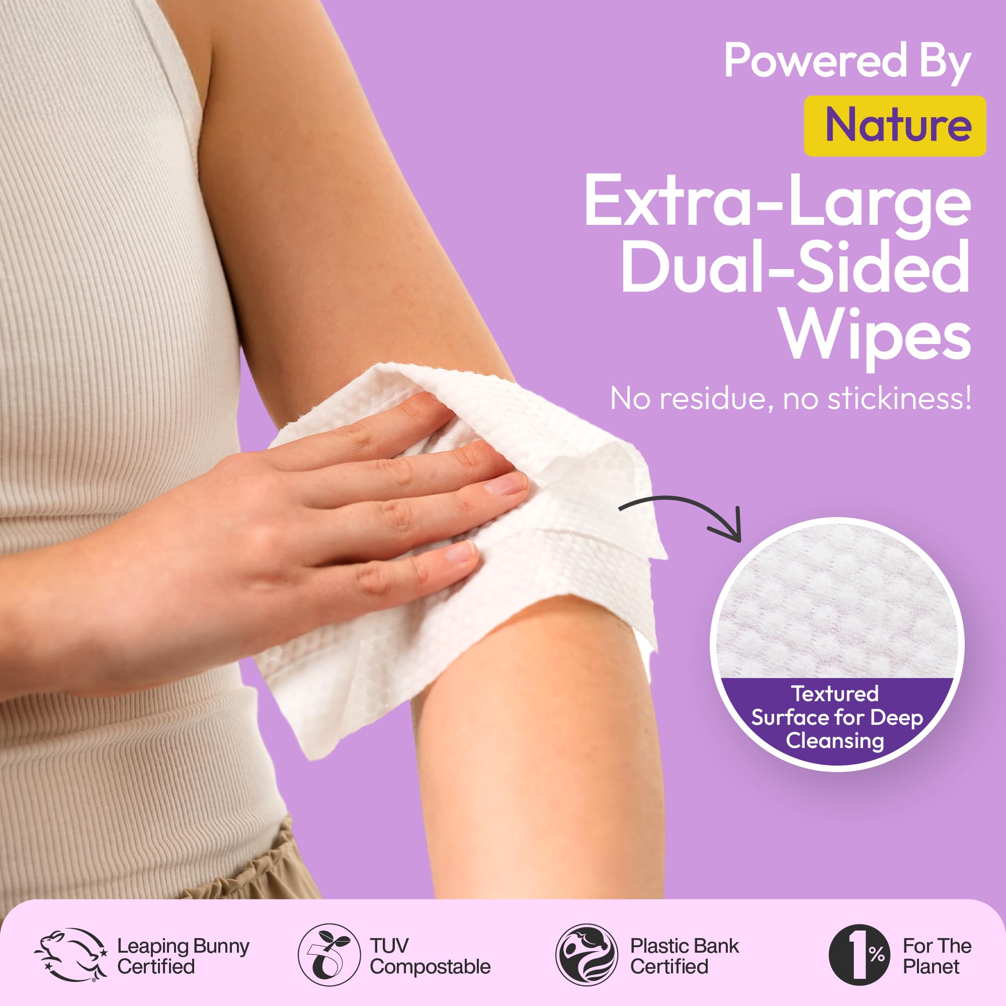 FOMIN Travel Deodorant Wipes – 50 Count, Calming Lavender & Chamomile, Plastic-Free