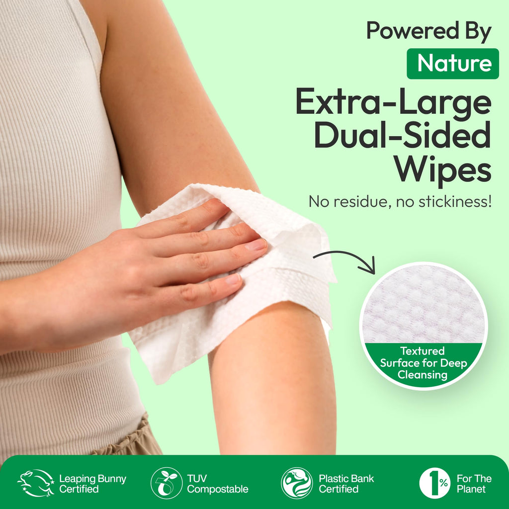 FOMIN Travel Deodorant Wipes – 50 Count | Cucumber & Aloe, pH Balanced, Hypoallergenic, Plastic-Free